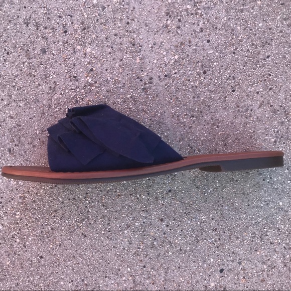 City Classified Shoes - City Classified girly navy ruffle Slide Sandals